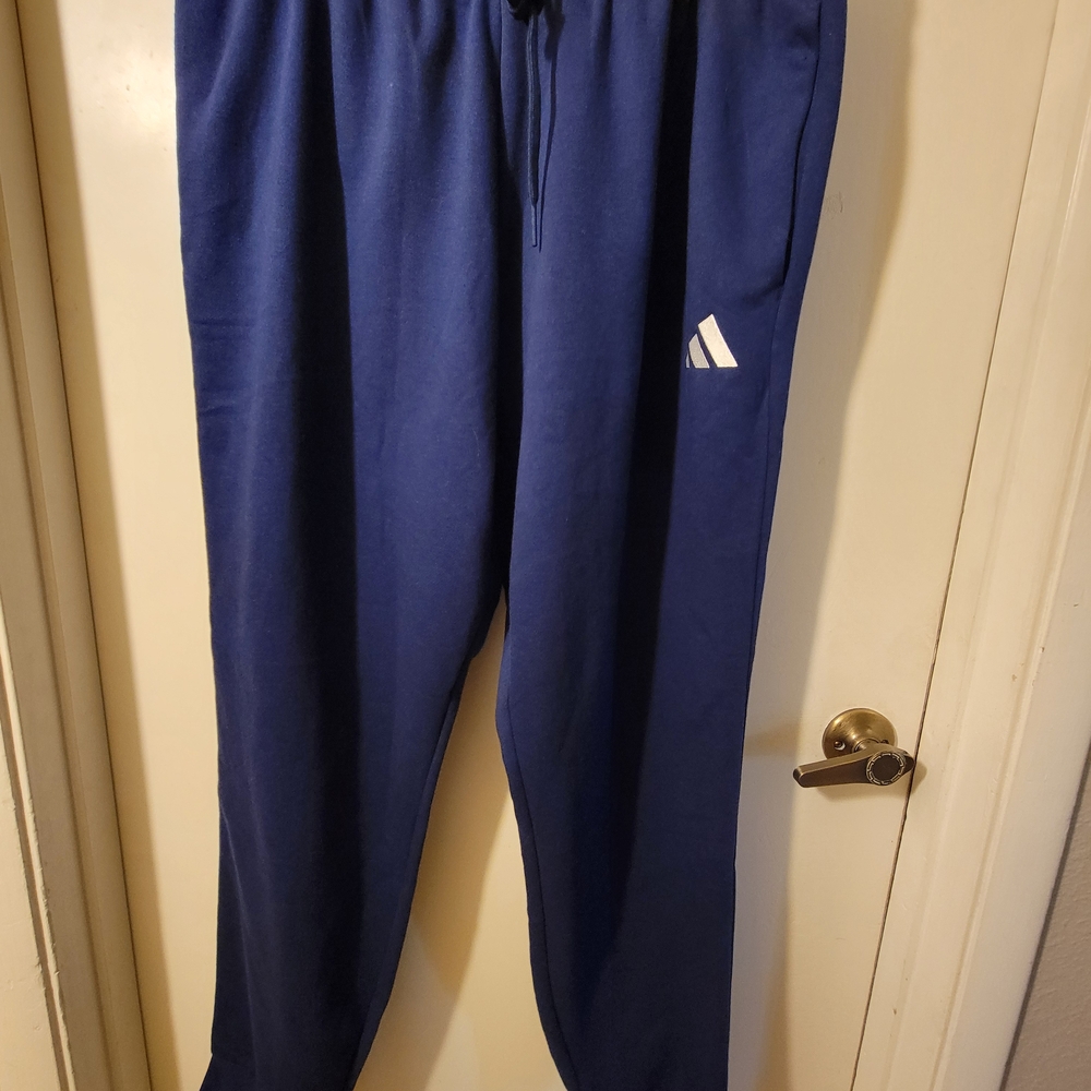 adidas Navy Blue Men's Joggers with White Logo